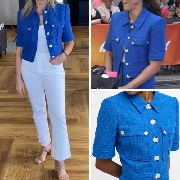 NWT VERONICA BEARD JACKET BLUE TWEED COQUETTE BUSINESS OFFICE WORK CAREER PREPPY - Picture 2 of 16